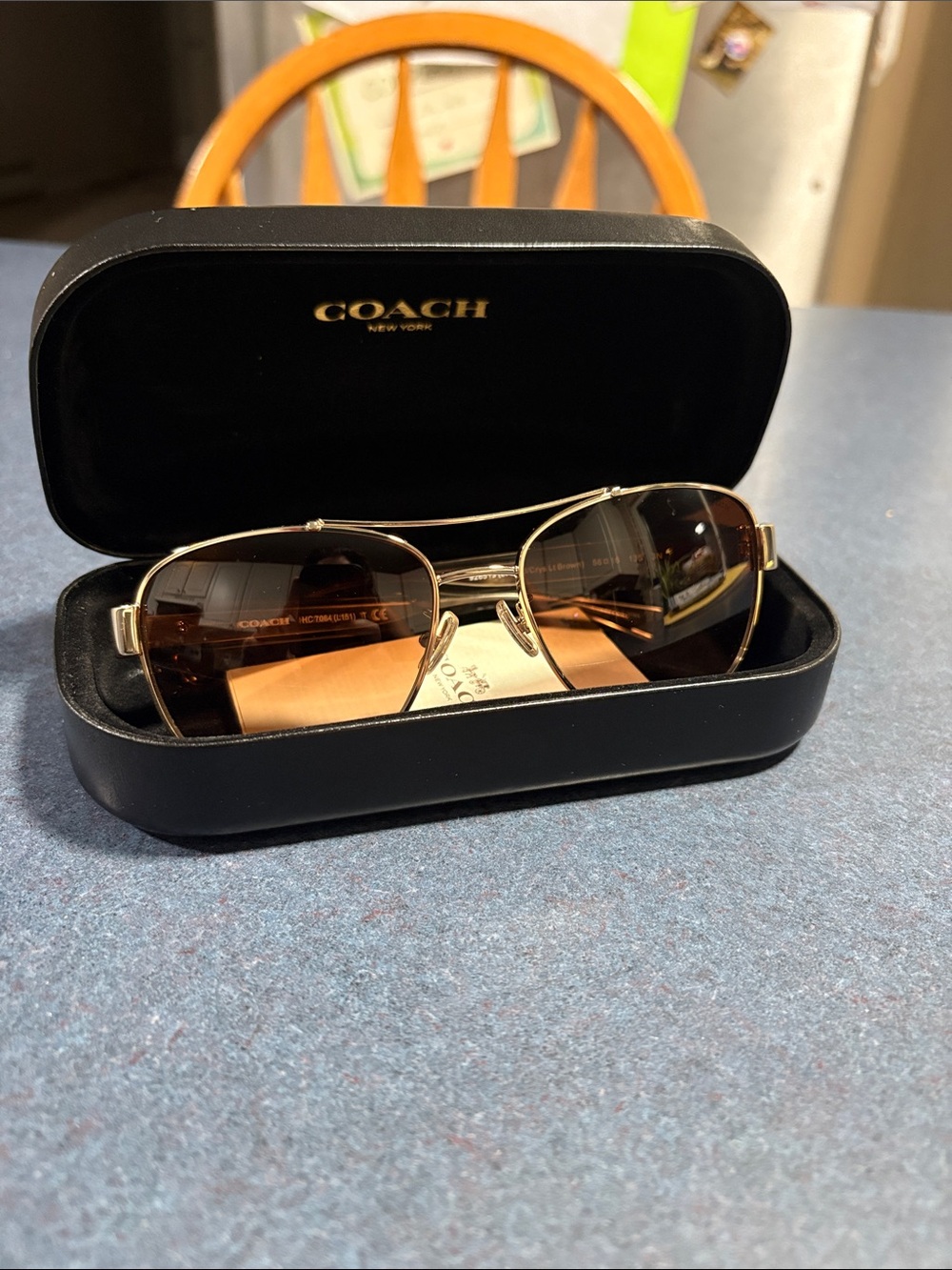 Coach Gold Frame Sunglasses with Brown Lenses